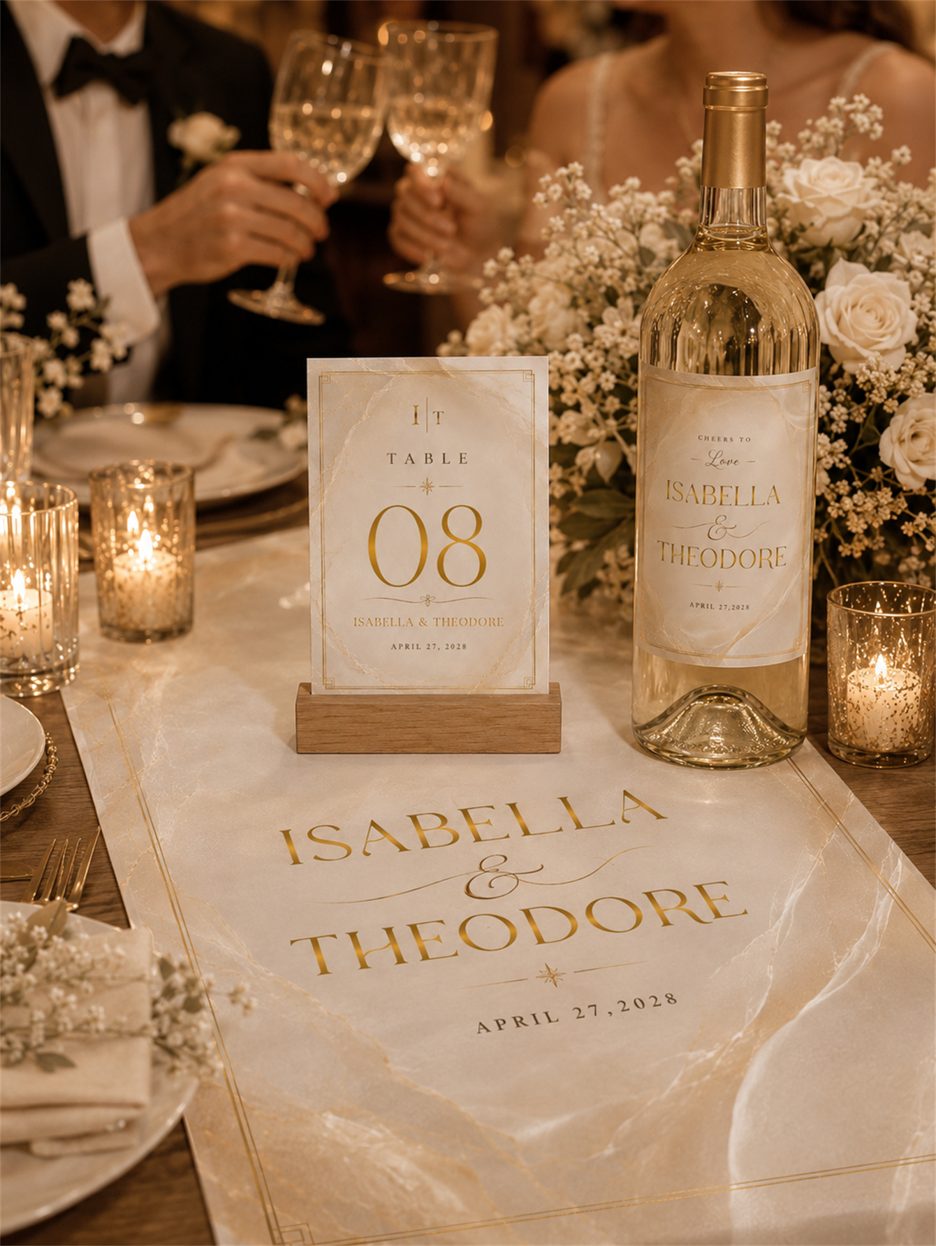 Customized luxurious marble gold wedding decorations - suitable for ceremony and banquet decoration